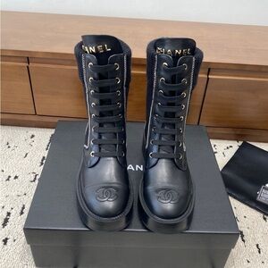 Chanel Black Leather Boots